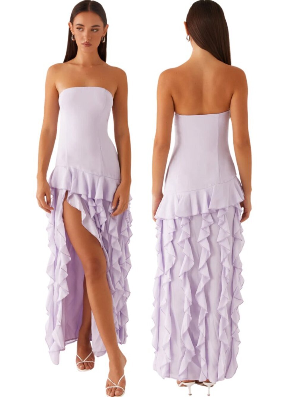 Peppermayo Firefly Maxi Dress Womens 6 Lilac Purple Ruffles Slit Fairy Party NWT